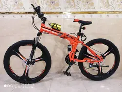 دوچرخه تاشو سایز ۲۶ ،۲۴ و ۲۷ SUPER GOLD سوپر گلد ، رینگ‌ سه پره رنگ‌ نارنجی همراه با هدیه