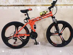 دوچرخه تاشو سایز ۲۶ ،۲۴ و ۲۷ SUPER GOLD سوپر گلد ، رینگ‌ سه پره رنگ‌ نارنجی همراه با هدیه