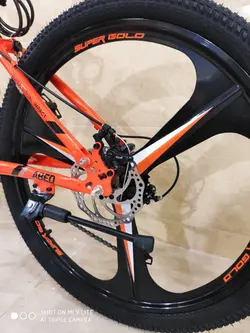 دوچرخه تاشو سایز ۲۶ ،۲۴ و ۲۷ SUPER GOLD سوپر گلد ، رینگ‌ سه پره رنگ‌ نارنجی همراه با هدیه