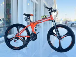 دوچرخه تاشو سایز ۲۶ ،۲۴ و ۲۷ SUPER GOLD سوپر گلد ، رینگ‌ سه پره رنگ‌ نارنجی همراه با هدیه