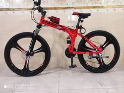 دوچرخه تاشو سایز ۲۶، ۲۴ و ۲۷ SUPER GOLD سوپر گلد ، رینگ‌ سه پره رنگ قرمز همراه با هدیه