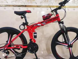 دوچرخه تاشو سایز ۲۶، ۲۴ و ۲۷ SUPER GOLD سوپر گلد ، رینگ‌ سه پره رنگ قرمز همراه با هدیه