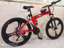 دوچرخه تاشو سایز ۲۶، ۲۴ و ۲۷ SUPER GOLD سوپر گلد ، رینگ‌ سه پره رنگ قرمز همراه با هدیه