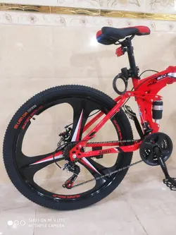 دوچرخه تاشو سایز ۲۶، ۲۴ و ۲۷ SUPER GOLD سوپر گلد ، رینگ‌ سه پره رنگ قرمز همراه با هدیه