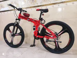 دوچرخه تاشو سایز ۲۶، ۲۴ و ۲۷ SUPER GOLD سوپر گلد ، رینگ‌ سه پره رنگ قرمز همراه با هدیه