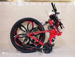 دوچرخه تاشو سایز ۲۶، ۲۴ و ۲۷ SUPER GOLD سوپر گلد ، رینگ‌ سه پره رنگ قرمز همراه با هدیه