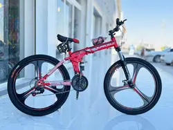 دوچرخه تاشو سایز ۲۶، ۲۴ و ۲۷ SUPER GOLD سوپر گلد ، رینگ‌ سه پره رنگ قرمز همراه با هدیه