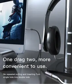 کابل تبدیل 1 به 2 جک 3.5 میلیمتری هدفون YESIDO AUX splitter YAU27 طول 30CM