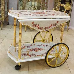 میز بار طرح کالسکه مدل سفید طرح دار