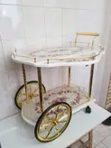 میز بار طرح کالسکه مدل سفید طرح دار