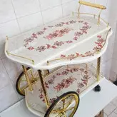 میز بار طرح کالسکه مدل سفید طرح دار