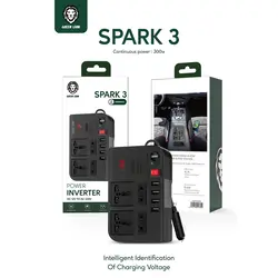 مبدل برق و شارژر داخل خودرو گرین مدل Spark 3