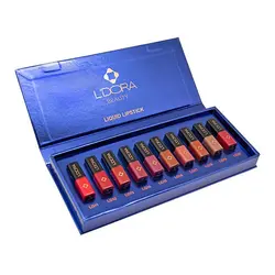 رژلب مایع نیمه مات کوچک لدورا جعبه 10 رنگ