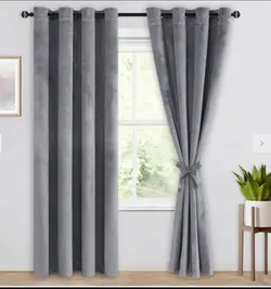 پرده آماده پانچ مخمل کالیفرنیا طوسی روشن پنل دوعددی