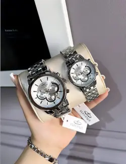 ست ساعت زنانه و مردانه الگانس ☑️ELEGANCE     ☆Zurich☆ ▪︎Cornograf ▪️High quality #ساعت ست زنونه مردونه الگانس کدساعت cx_ 951Gسه موتور فعال دارای روز شمار قفل استیل پروانه ای (مخفی) بند استیل موتورکوارتز کرنو