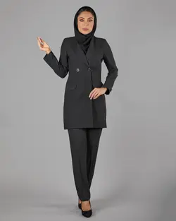 قیمت و خرید مانتو کت و شلوار چهار خونه یقه بلیزری دو دکمه | گالری مانتو میرداماد