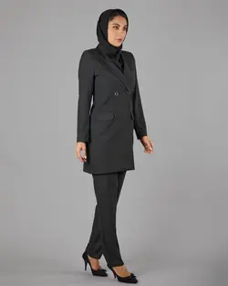 قیمت و خرید مانتو کت و شلوار چهار خونه یقه بلیزری دو دکمه | گالری مانتو میرداماد