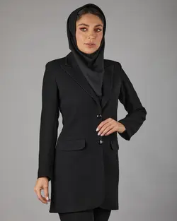 قیمت و خرید مانتو کت و شلوار کرپ 2 رنگی یقه بلیزر | گالری مانتو میرداماد