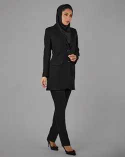 قیمت و خرید مانتو کت و شلوار کرپ 2 رنگی یقه بلیزر | گالری مانتو میرداماد