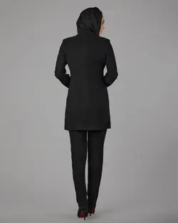 قیمت و خرید مانتو کت و شلوار کرپ 2 رنگی یقه بلیزر | گالری مانتو میرداماد