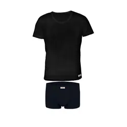 ست شورت و زیرپوش آستین دار مردانه پنبینه مدل نیم پا