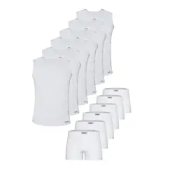 ست شورت و زیرپوش پسرانه پنبینه مدل آستین حلقه و پادار مجموعه 6 عددی