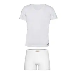 ست شورت پادار و زیرپوش آستین دار مردانه پنبینه مدل صادراتی