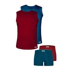 ست شورت و زیرپوش پسرانه پنبینه مدل پادار آستین حلقه مجموعه 2 عددی