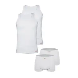 ست شورت  و زیرپوش مردانه پنبینه مدل نیم پا و رکابی مجموعه 2 عددی