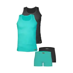 ست شورت و زیرپوش مردانه تولیدی پاران مدل نخ پنبه خالص صادراتی مجموعه 2 عددی