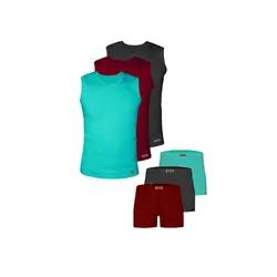 ست شورت و زیرپوش مردانه تولیدی پاران مدل صادراتی مجموعه 3 عددی