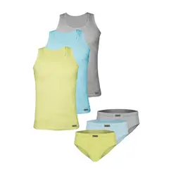 ست شورت و زیرپوش مردانه تولیدی پاران مدل اسلیپ رکابی مجموعه 3 عددی