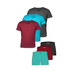 ست شورت و زیرپوش مردانه تولیدی پاران مدل نخ پنبه خالص صادراتی مجموعه 3 عددی