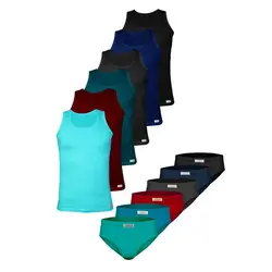 ست شورت و زیرپوش مردانه رکابی اسلیپ پک 6 عددی