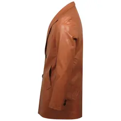 کت چرم مردانه مدل یقه بلیزر رنگ عسلی