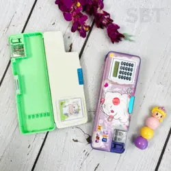 جامدادی مگنتی ماشین حساب دار با تراش رنگ آبی دوقلو وارداتی - اسباب بازی ترگل