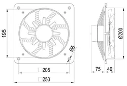 هواکش خانگی فلزی 20 سانتی متری دور بالا دمنده مدل VMA-20C2S