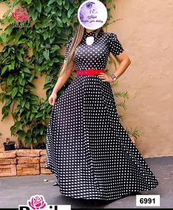 پیراهن ماکسی خال خالی Ellize 123-190 همراه با کمربند سایز ۳۸ تا ۴۲ فوق العاده شیک و خاص ارسال رایگان