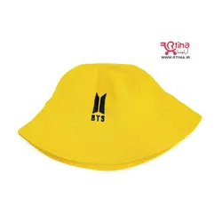 کلاه باکت زرد زنانه و دخترانه با لوگو گلدوزی