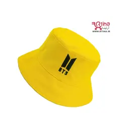 کلاه باکت زرد زنانه و دخترانه با لوگو گلدوزی