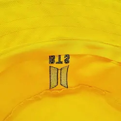 کلاه باکت زرد زنانه و دخترانه با لوگو گلدوزی