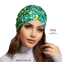 توربان مخمل گلدار مدل کلاسیک لبه دار