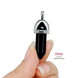 گردنبند منشوری مشکی سنگی + بند 60CM چرمی رایگان
