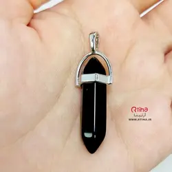 گردنبند منشوری مشکی سنگی + بند 60CM چرمی رایگان