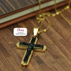 پلاک صلیب استیل طرح مسیح +زنجیر 60 سانتی رایگان