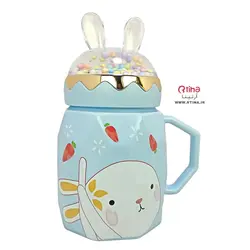 ماگ وارداتی سرامیکی درب خرگوشی فانتزی