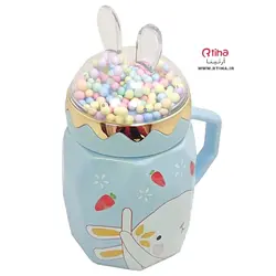 ماگ وارداتی سرامیکی درب خرگوشی فانتزی