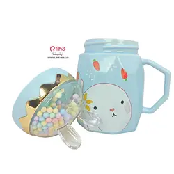 ماگ وارداتی سرامیکی درب خرگوشی فانتزی