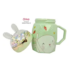 ماگ وارداتی سرامیکی درب خرگوشی فانتزی