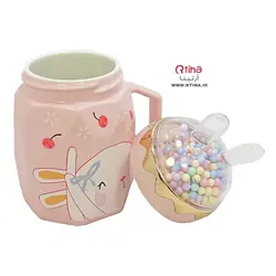 ماگ وارداتی سرامیکی درب خرگوشی فانتزی